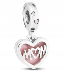 Srebrny charms serce mama do modułowej bransoletki - Peterson