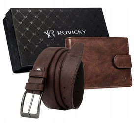 Zestaw prezentowy dla mężczyzny portfel + pasek - Rovicky