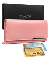 Zjawiskowy, duży, skórzany portfel damski z ochroną RFID — Maledives 