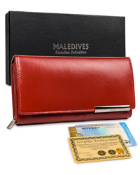 Zjawiskowy, duży, skórzany portfel damski z ochroną RFID — Maledives 
