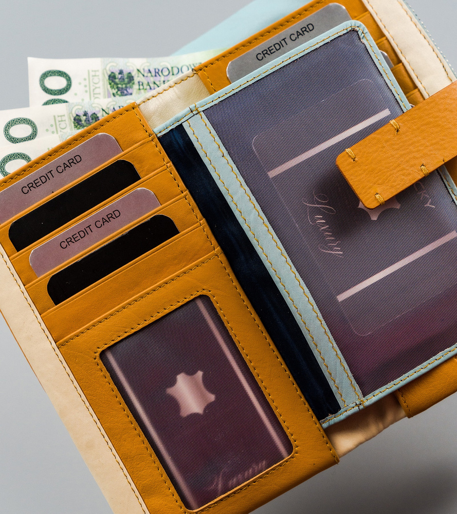 Damski portfel skórzany, kolorowy portfel