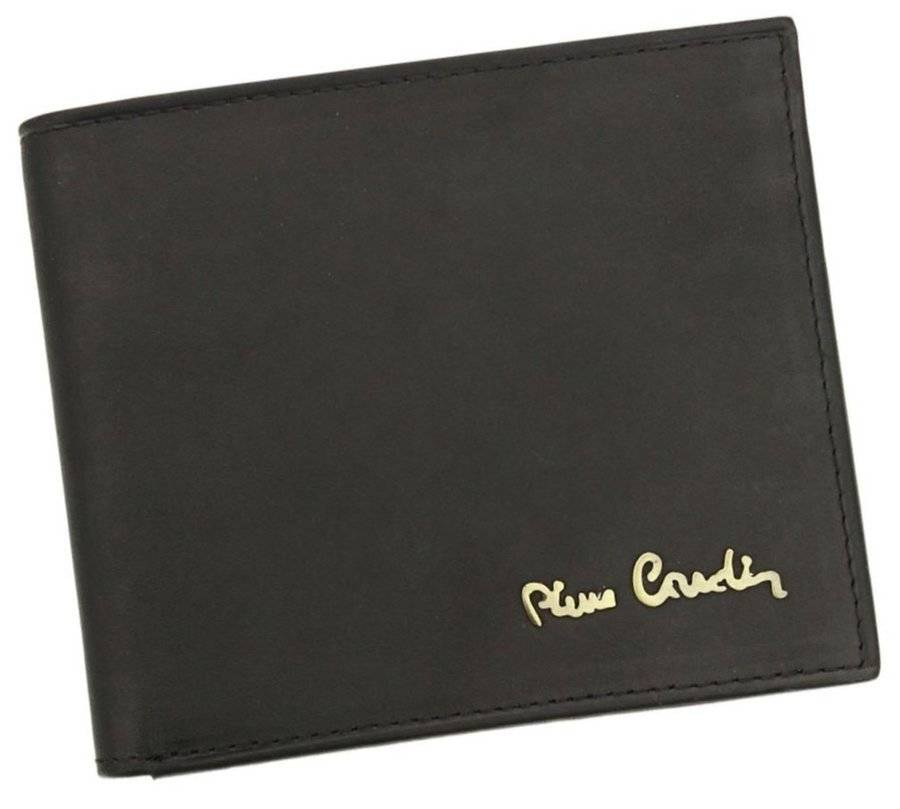 Cienki, składany portfel męski poziomy ze skóry naturalnej — Pierre Cardin