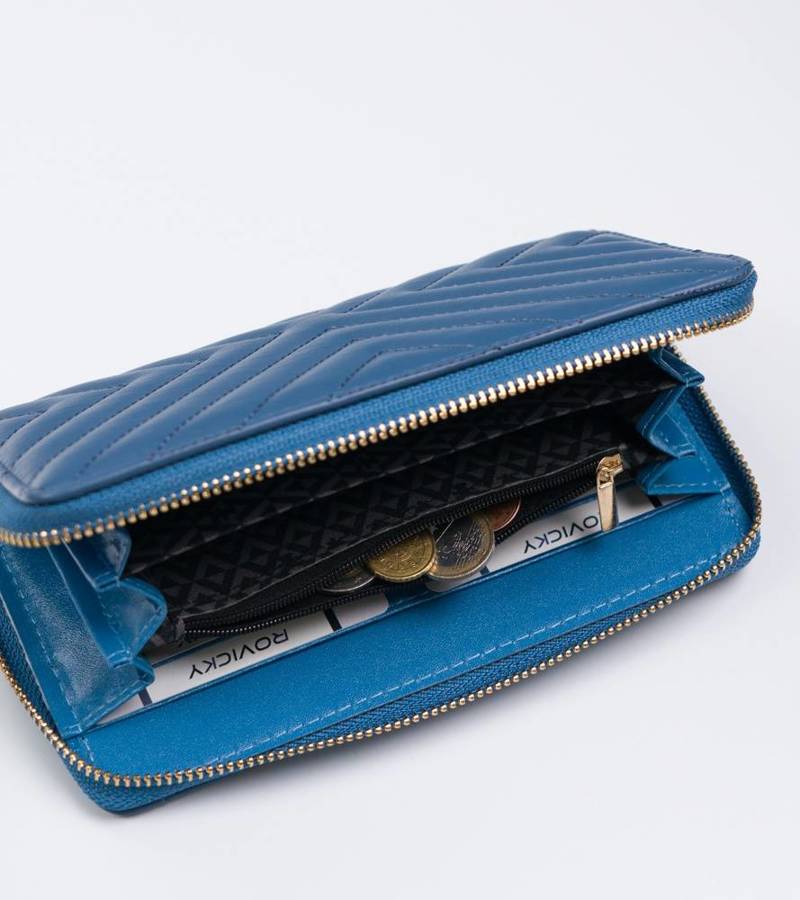 Duży, pikowany portfel damski w typie piórnika - LuluCastagnette