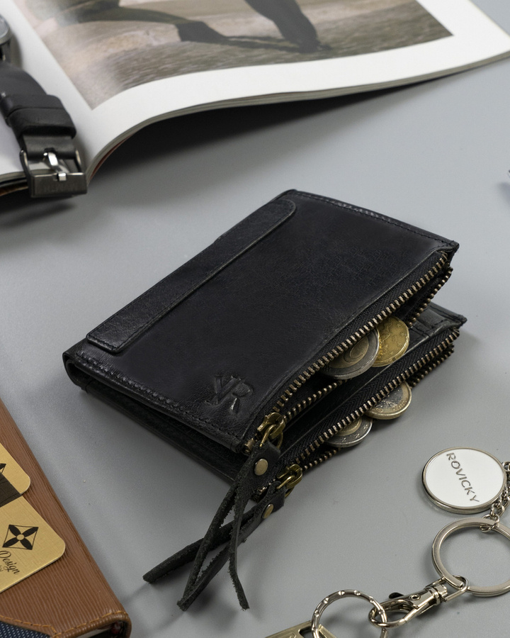 Duży portfel w stylu retro z dwiema kieszeniami na monety - Rovicky