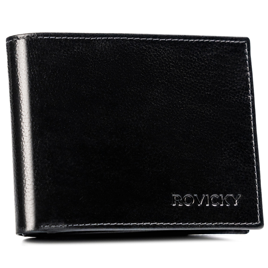 Duży, skórzany portfel męski bez zapięcia - Rovicky