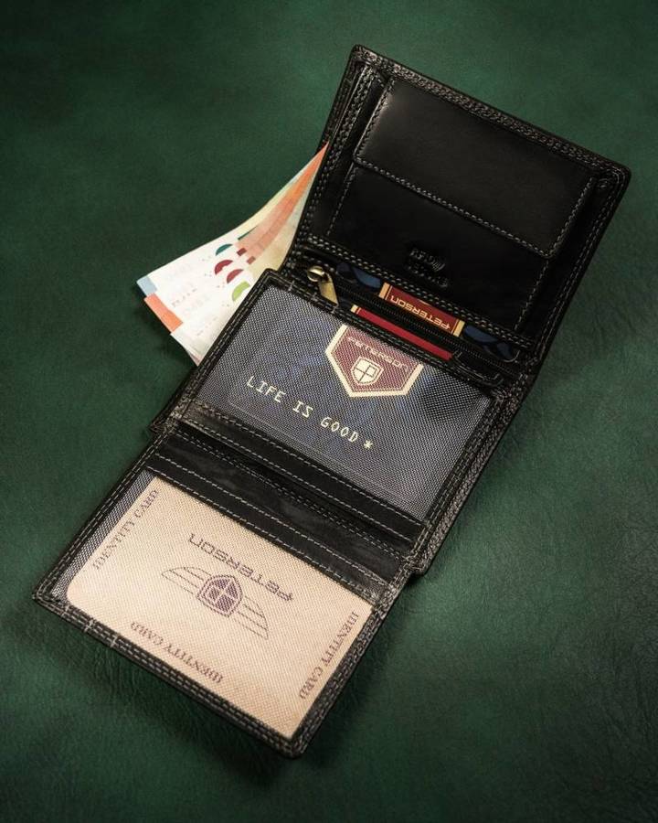 Elegancki, skórzany portfel męski z systemem RFID - Peterson