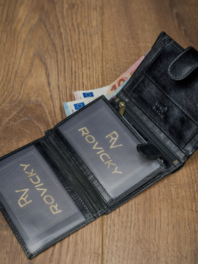 Klasyczny portfel skórzany zamykany na zatrzask — Rovicky