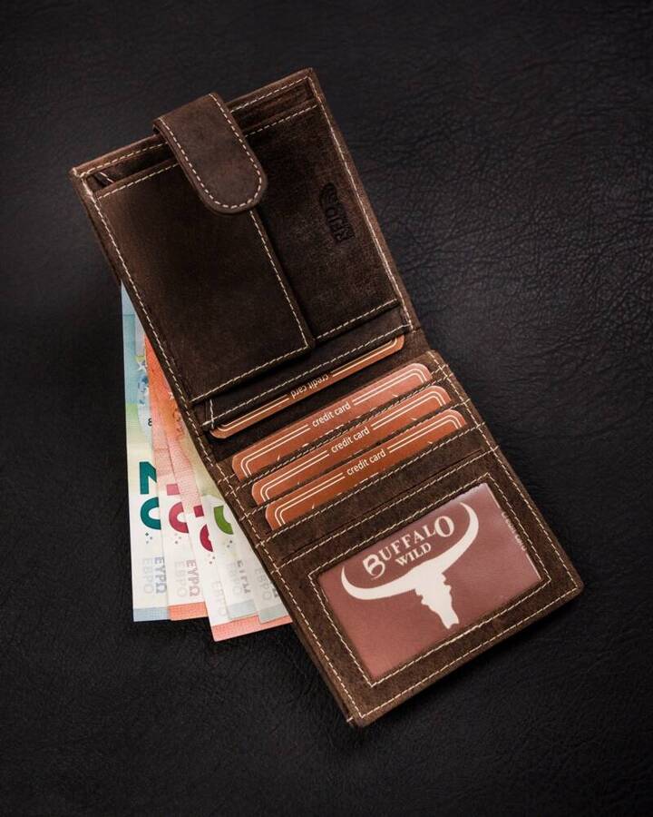 Klasyczny, skórzany portfel męski na zatrzask - Buffalo Wild