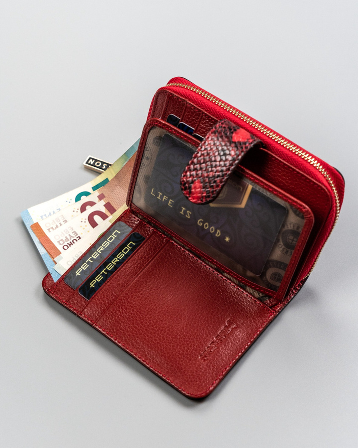 Kompaktowy portfel damski z egzotycznym wzorem - Peterson