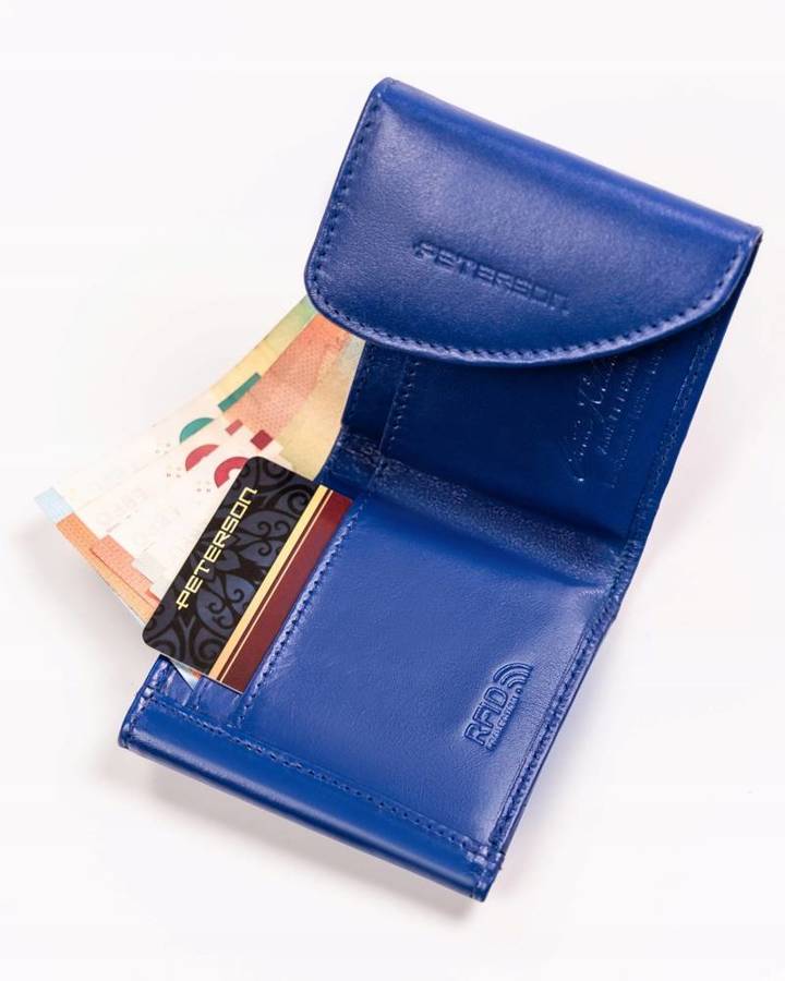 Kompaktowy, skórzany portfel damski na zatrzask — Peterson