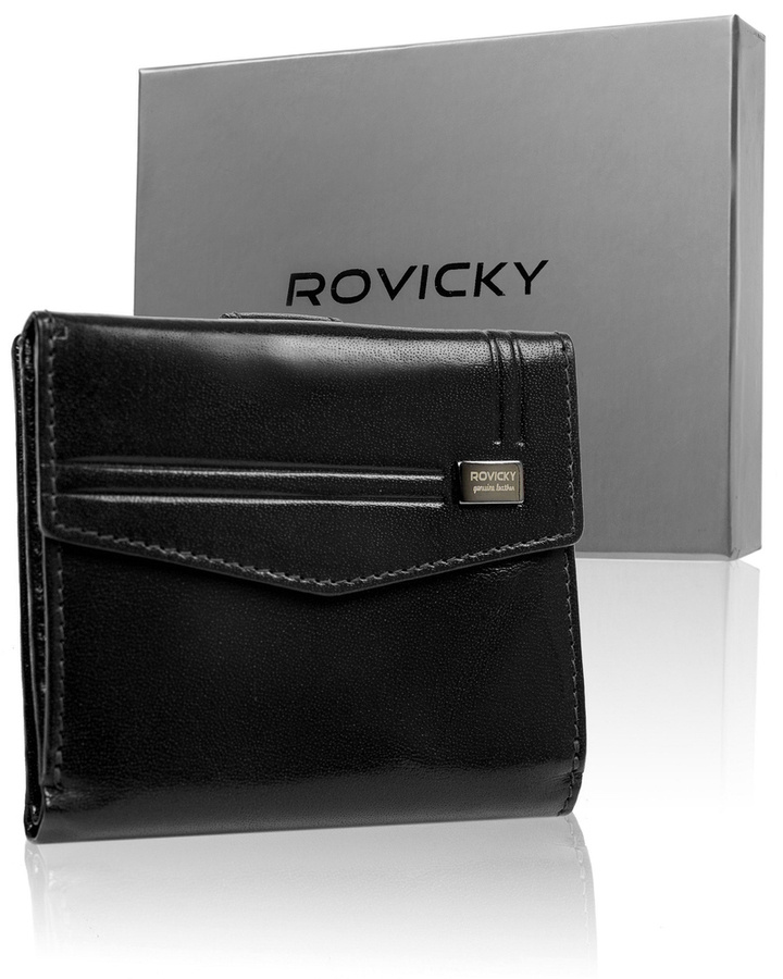 Kompaktowy, stylowy portfel damski ze skóry naturalnej z ochroną RFID — Rovicky