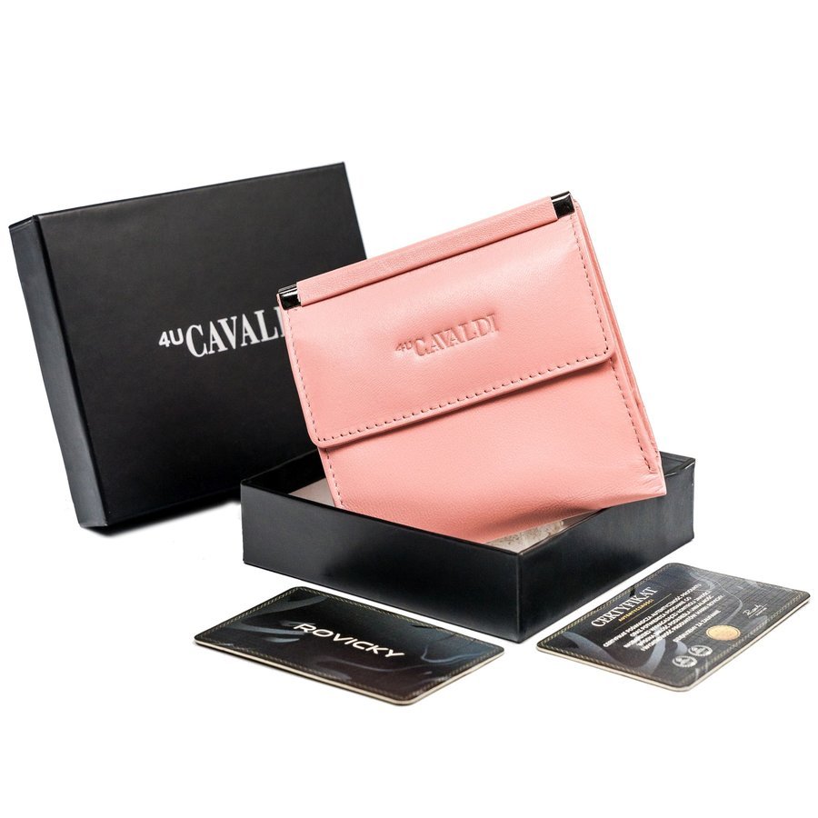 Kwadratowy portfel damski ze skóry naturalnej, z ochroną RFID — Cavaldi