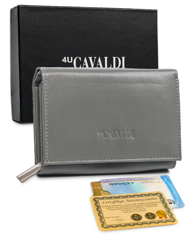Mały portfel damski skórzany RFID stop — Cavaldi