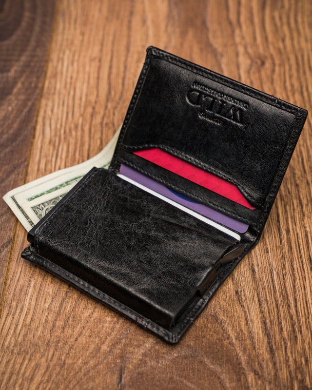 Mały, skórzany portfel z ochroną RFID Stop - Always Wild