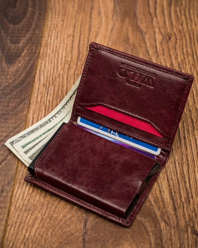 Mały, skórzany portfel z ochroną RFID Stop - Always Wild