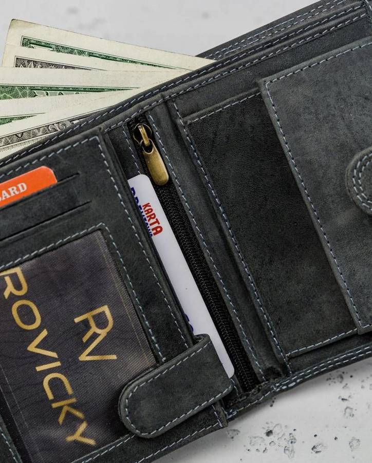 Męski portfel skórzany z zewnętrzną kieszonką do płatności - Always Wild