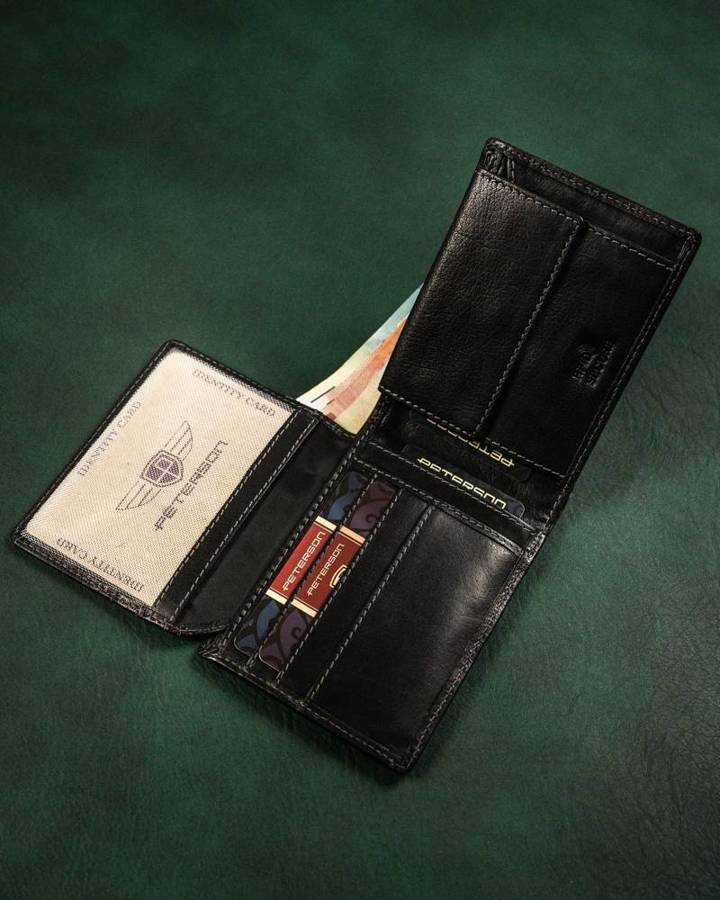 Męski portfel ze skóry naturalnej z systemem RFID - Peterson