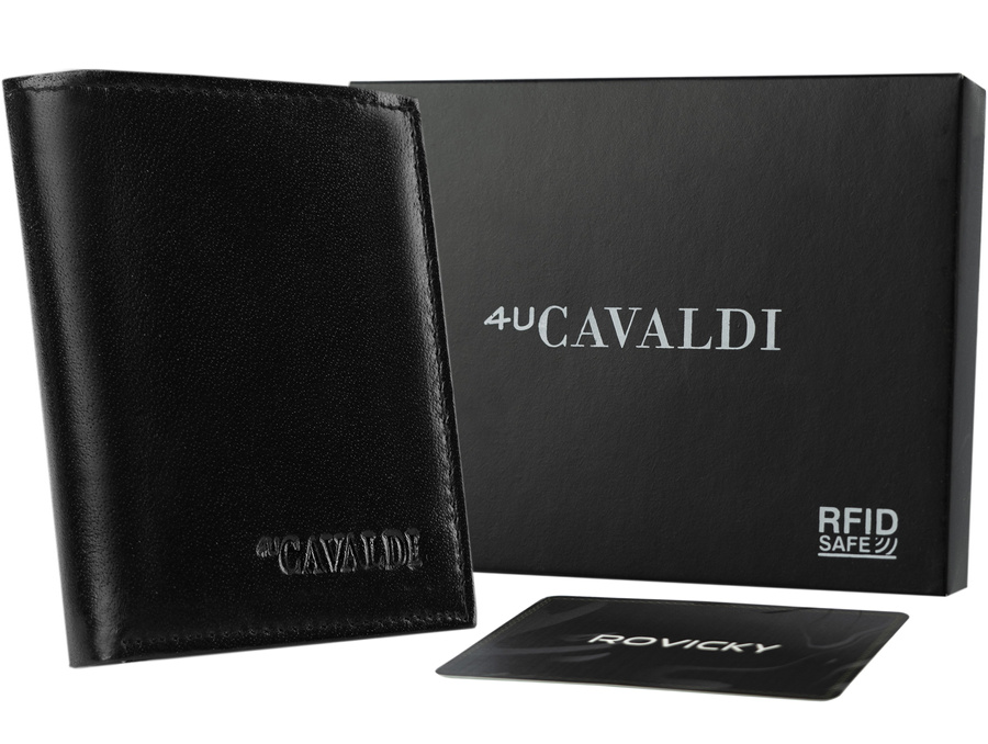 Niewielki, pionowy portfel męski bez zapięcia ze schowkiem na suwak — Cavaldi