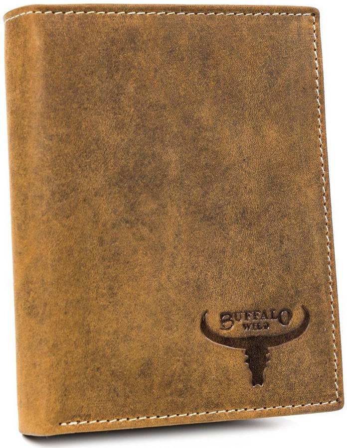 Pionowy portfel męski ze skóry naturalnej bydlęcej, Buffalo Wild