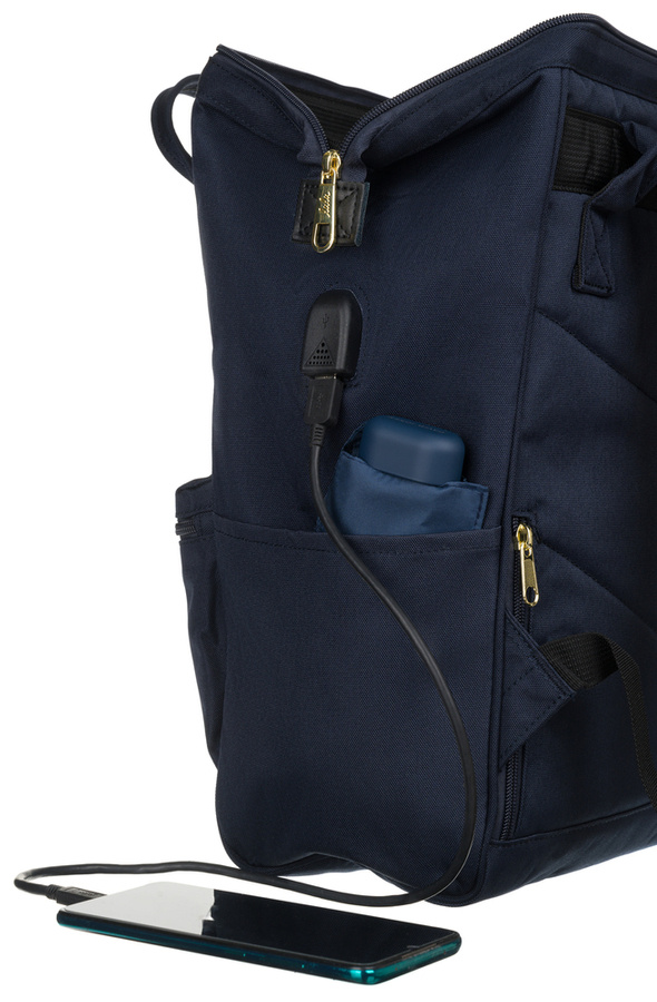 Plecak damski z portem USB i kieszenią na urządzenie przenośne - LuluCastagnette