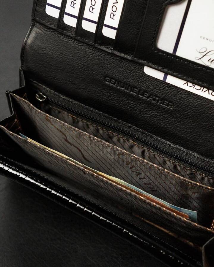 Pojemny, duży portfel damski ze skóry naturalnej na zatrzask - 4U Cavaldi
