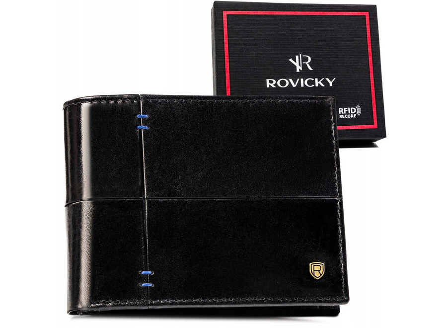 Pojemny portfel skórzany z systemem RFID - Rovicky