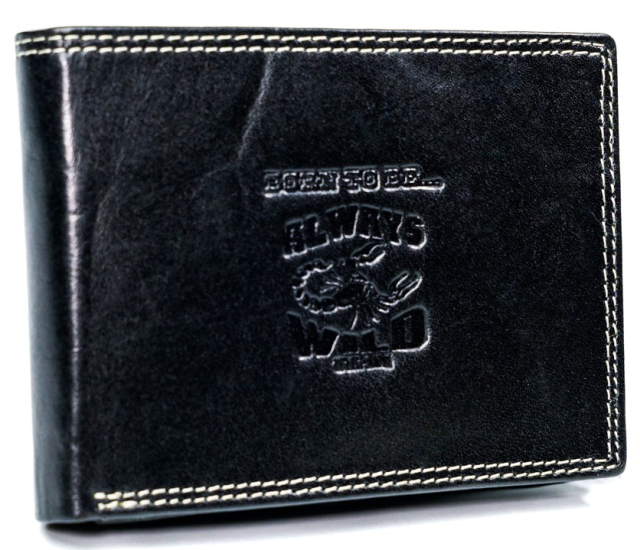 Poziomy portfel skórzany logo skorpion Always Wild