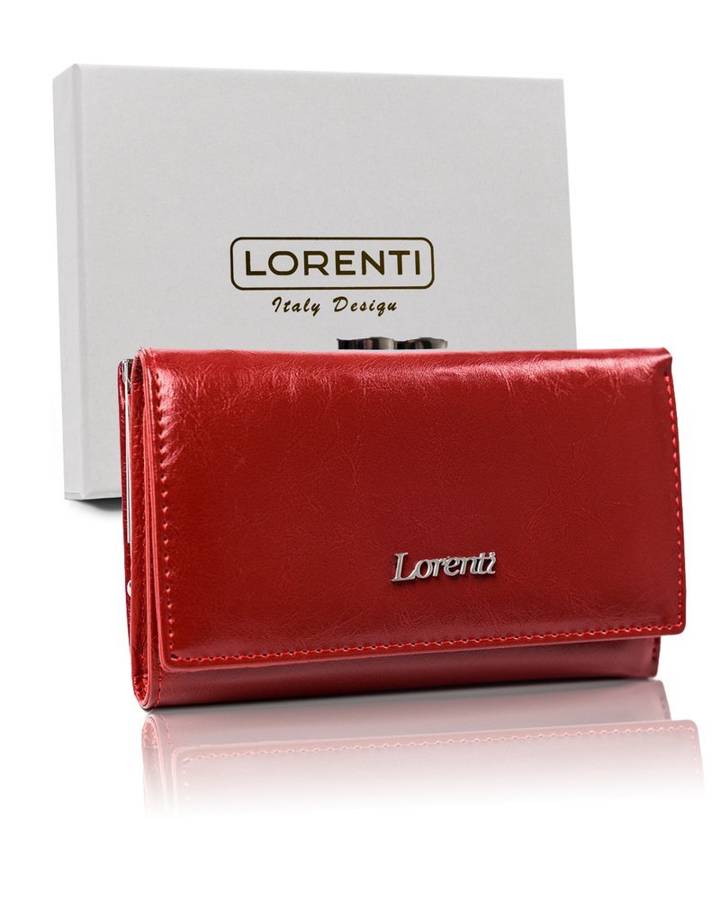 Rozbudowany portfel damski ze skóry naturalnej z biglem, RFID — Lorenti