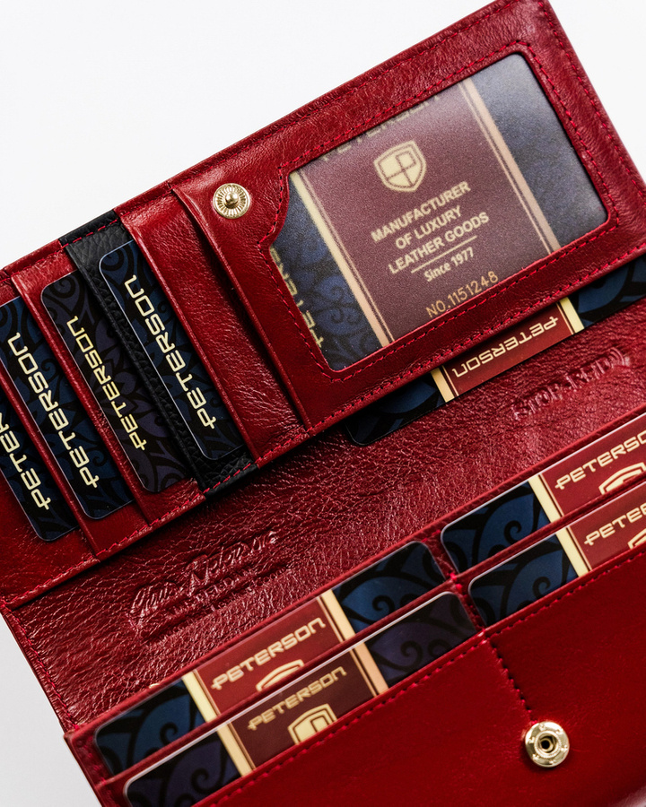 Skórzany elegancki portfel damski z ochroną RFID – Peterson
