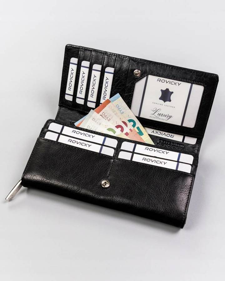 Skórzany portfel damski w orientacji poziomej — Pierre Cardin