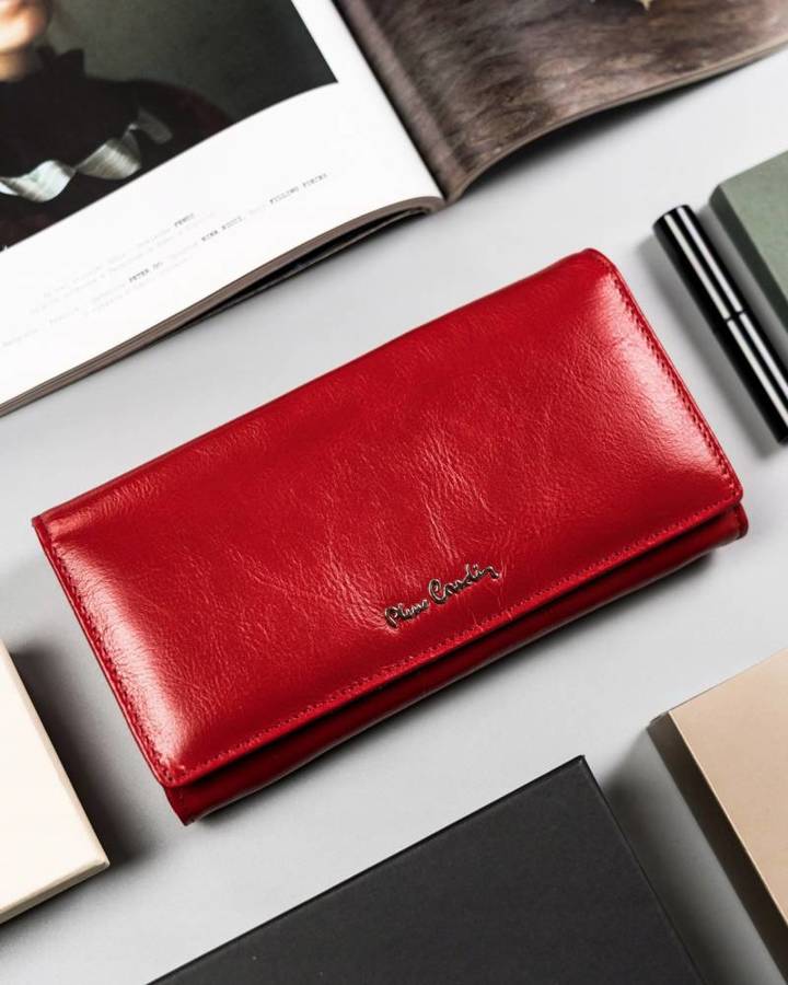 Skórzany portfel damski w orientacji poziomej — Pierre Cardin