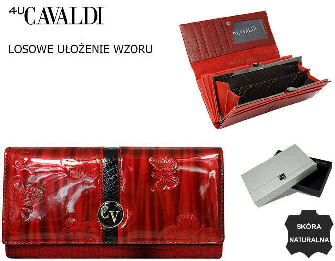 Skórzany portfel damski z ozdobnym paseczkiem - 4U Cavaldi