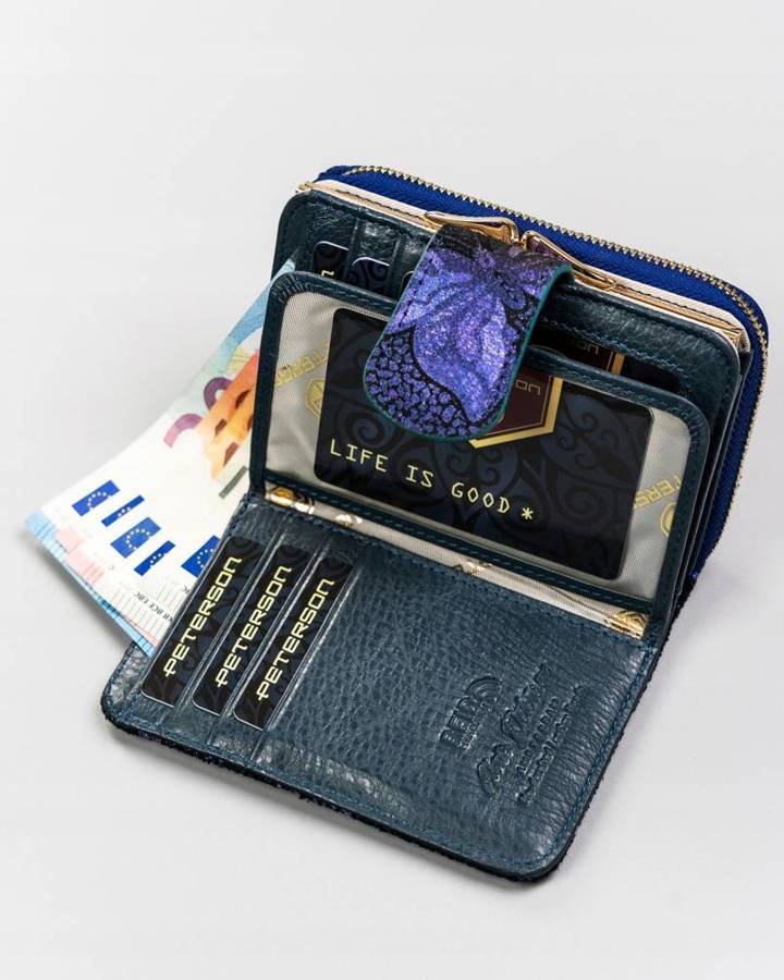 Skórzany portfel damski z systemem RFID — Peterson