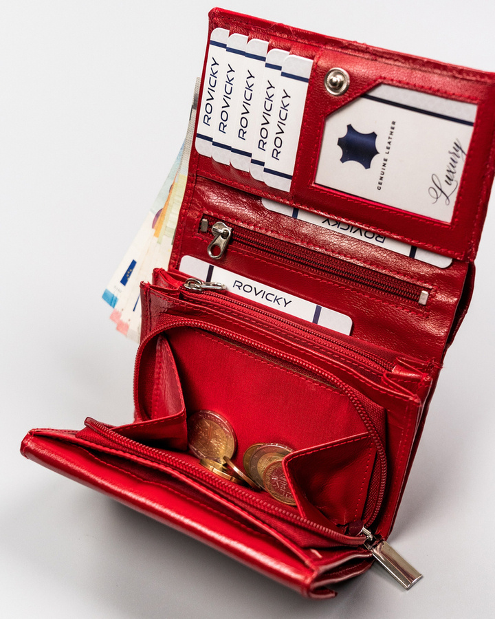 Skórzany portfel damski zamykany na zatrzask — Rovicky