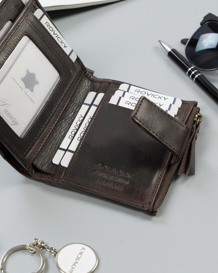 Skórzany portfel męski w stylu retro - Rovicky