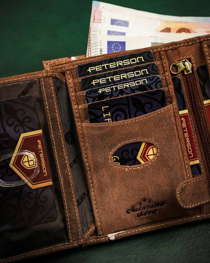 Skórzany portfel męski z motywem patriotycznym - Peterson