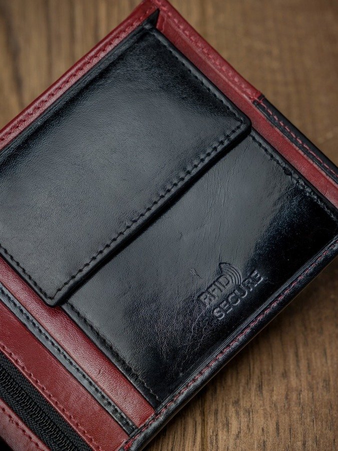 Skórzany portfel pionowy dwukolorowy składany Rovicky