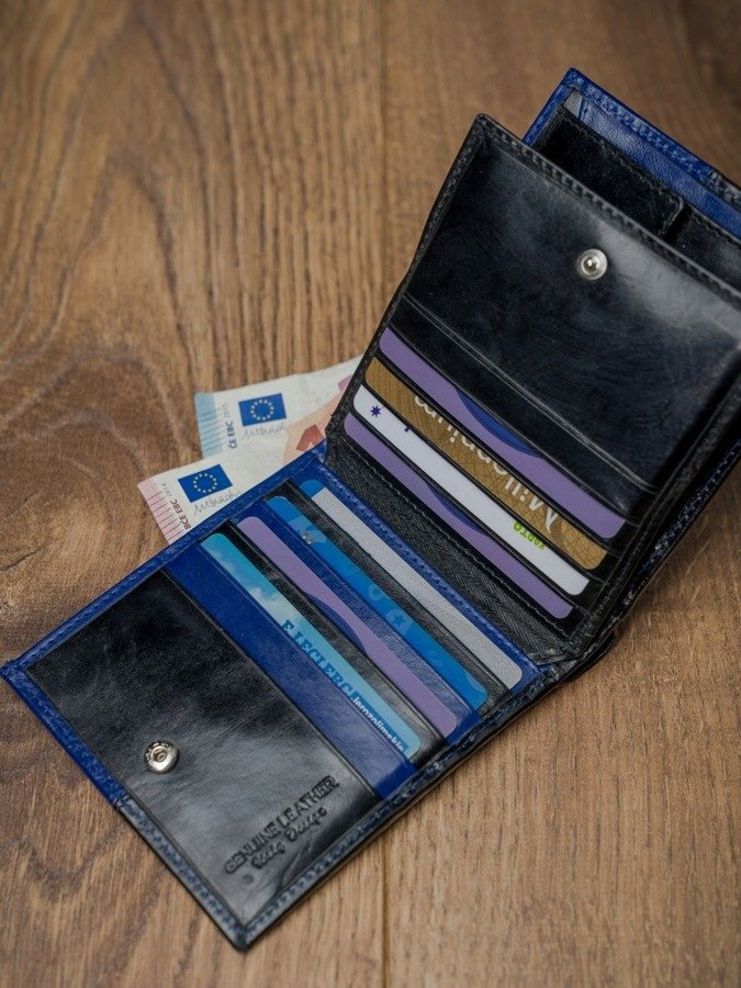 Skórzany portfel poziomy dwukolorowy składany Rovicky