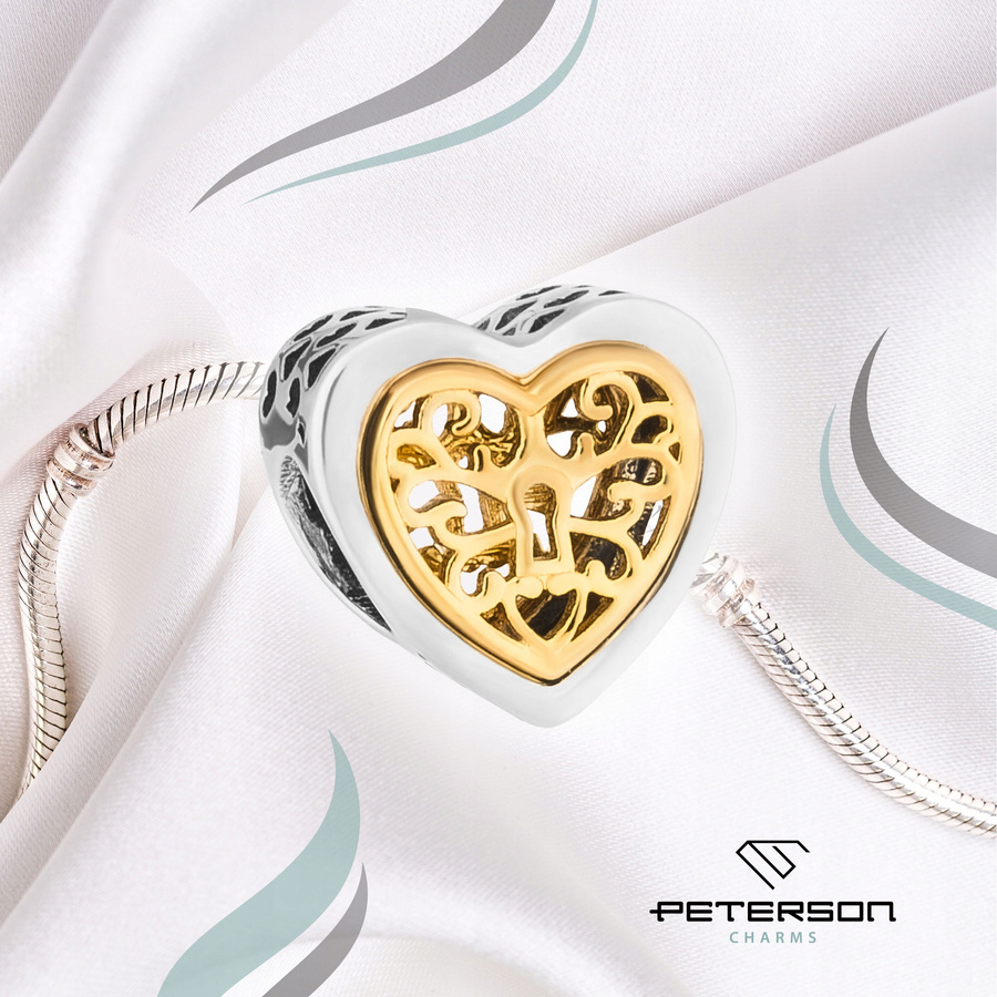 Srebrny charms ażurowe serce do modułowej bransoletki - Peterson