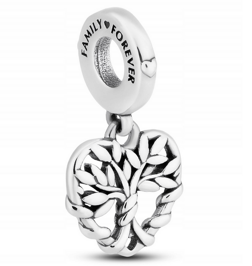 Srebrny charms drzewo w kształcie serca do modułowej bransoletki - Peterson