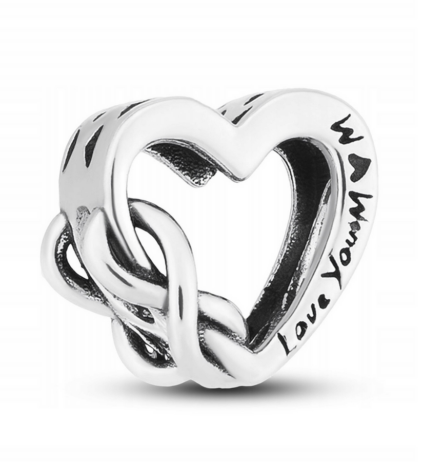 Srebrny charms serce ze znakiem nieskończoności do modułowej bransoletki - Peterson