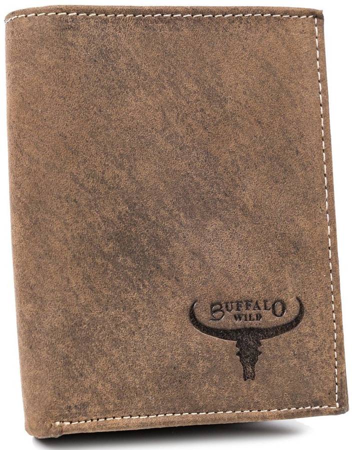 Zgrabny, pionowy portfel męski ze skóry bydlęcej, Buffalo Wild