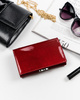 Czerwony portfel damski z portmonetką na bigiel z lakierowanej skóry naturalnej - Cavaldi