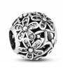 Srebrny charms okrągły z kwiatkami i cyrkoniami do modułowej bransoletki - Peterson